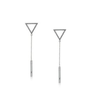 Silver Synthetic Materials Triangle Tassel Earrings