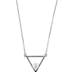 Silver Triangle Imitation Pearl Necklace