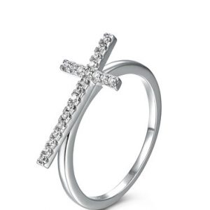 Silver Zircon 925 Sterling Silver Prayer Cross Ring