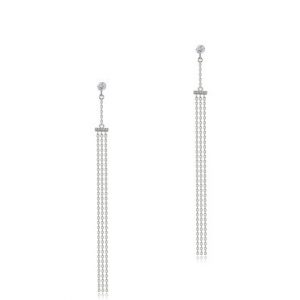 Silver Zircon Tassel 925 Sterling Silver Earrings