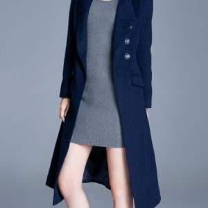 Simple A-line Plain Long Sleeve Coat