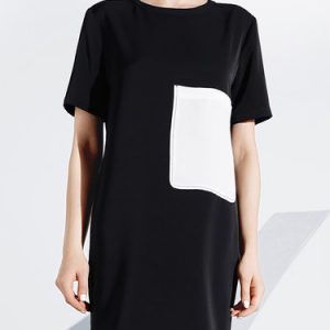 Simple Color-block Short Sleeve Mini Dress