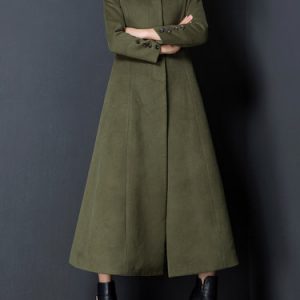 Simple Crew Neck Plain Long Sleeve Coat