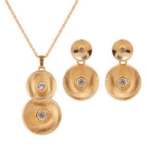 Simple Jewelry Set Gold Plated Rhinestone Round Set