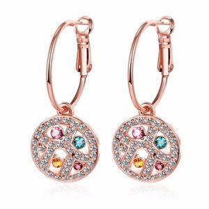 Simple Luxury Earrings Circle Rainbow Rhinestone Long Women Earrings