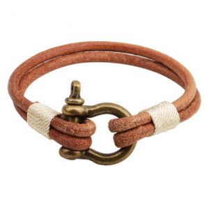 Simple Men Bracelet Leather Alloy Lock Bracelet Gift