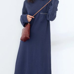 Simple Shift Pockets Cotton Midi Dress