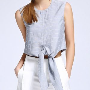 Simple Sleeveless Bow Cropped Top