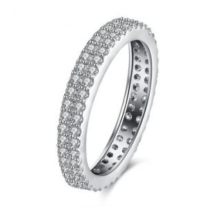 Simple Wedding Ring Silver Platinum Full Zircon Ring for Women Gift