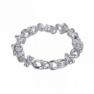 Simple Women Bracelet Luxury Silver Plated Hollow Bracelet