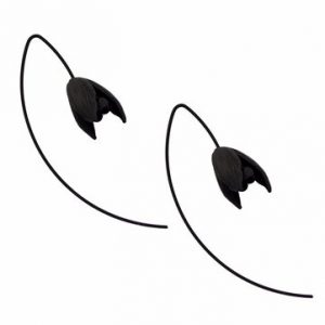 Simple Women Earrings Alloy Black Flower Long Earrings