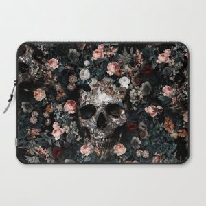 Skull and Floral pattern Computer Cover by Burcu Korkmazyurek - Laptop Sleeve - 15"