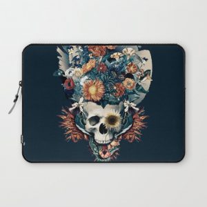 Skull and Flowers Computer Cover by RIZA PEKER - Laptop Sleeve - 13"