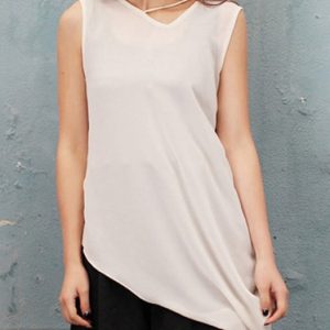 Sleeveless Asymmetrical Plain Casual Tunic