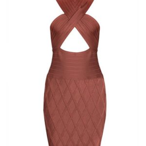 Sleeveless Bodycon Plain Cutout Sexy Party Dress