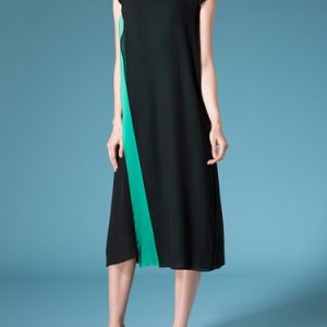 Sleeveless Elegant Color-block Midi Dress