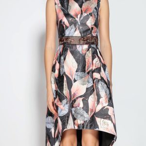 Sleeveless Printed Casual Abstract High Low Midi Dress