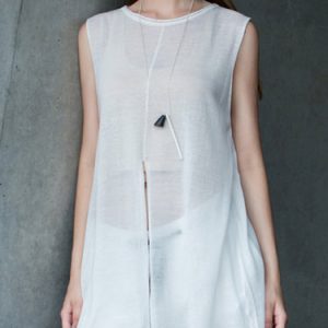 Sleeveless See-through Look Casual Slit Tunic