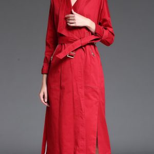 Slit Plain Casual Trench Coat