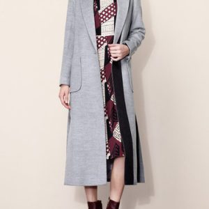 Slit Solid Simple Long Sleeve Lapel Coat