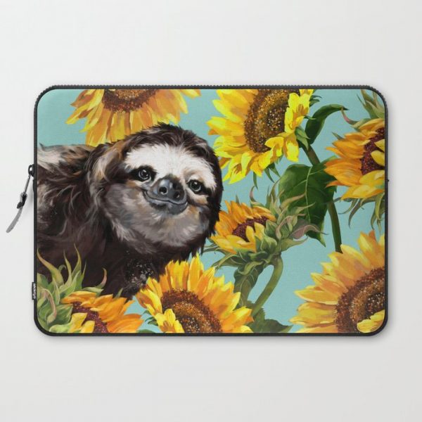 Sloth with Sunflowers Computer Cover by Big Nose Work - Laptop Sleeve - 15"