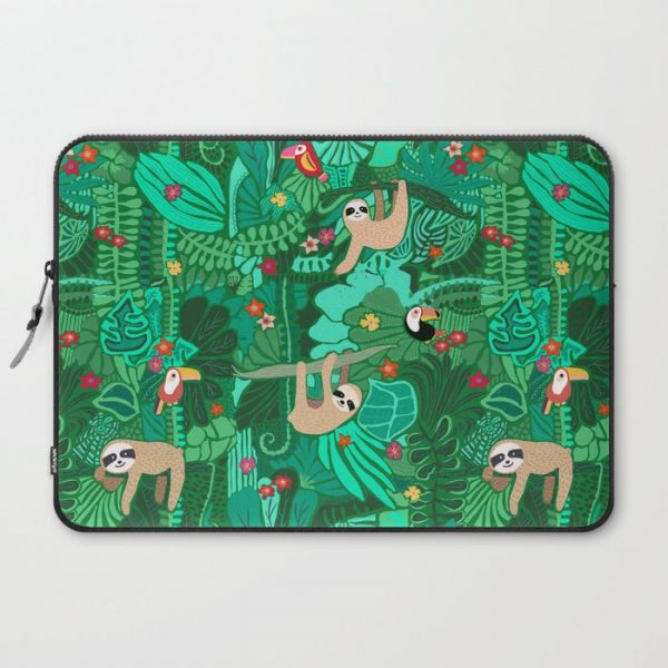 Sloths in the Emerald Jungle Pattern Computer Cover by Sandra Hutter - Laptop Sleeve - 15"