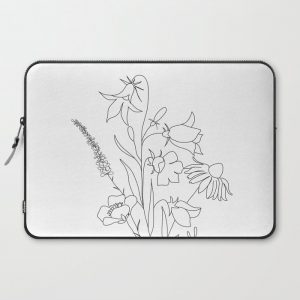 Small Wildflowers Minimalist Line Art Computer Cover by Nadja - Laptop Sleeve - 15"