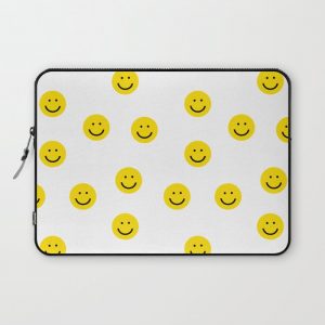 Smiley faces white yellow happy simple smiley pattern smile face kids nursery boys girls decor Computer Cover by CharlotteWinter - Laptop Sleeve - 13"