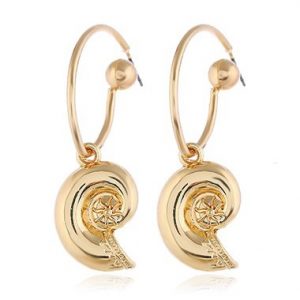 Snail Shell Shaped Gold Metal Earrings - One Size