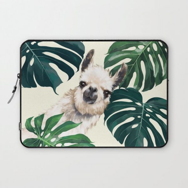 Sneaky Llama with Monstera Computer Cover by Big Nose Work - Laptop Sleeve - 13"