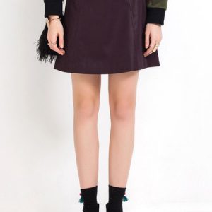 Solid H-line Simple Mini Skirt