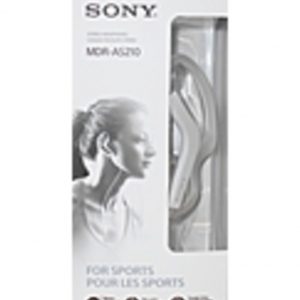 Sony AS210 Sport In-ear Headphones - Stereo - White - Mini-phone - Wired - 16 Ohm - 17 Hz 22 kHz - Gold Plated - Earbud, Over-the-ear - Binaural - In-