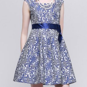 Square Neck Elegant Sleeveless Floral Mini Dress