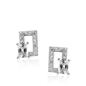 Square Synthetic Materials Zircon Earrings