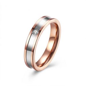 Stainless Steel Ring Couple Zircon Sweet Ring