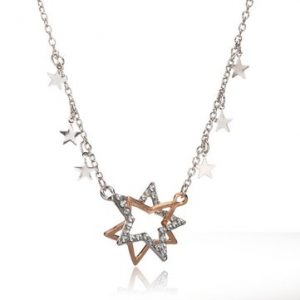 Star Crystal Double Pentagram Rhinestone Necklace