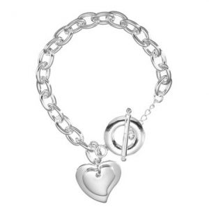 Sterling Silver Plated Double Heart Bracelet