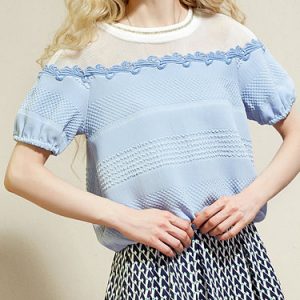 Street Short Sleeve Crew Neck Shift Blouse