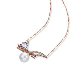 Stylish Short Necklace Fine Copper Rose Gold Plated Pearl Zircon Fashionable Accessories