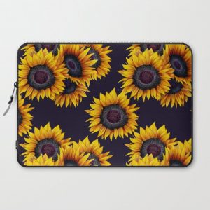 Sunflowers yellow navy blue elegant colorful pattern Computer Cover by DESIGNED By Anka - Laptop Sleeve - 15"