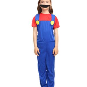 Super Mario Bros Halloween Costume Girls' Red Two Tone Jumpsuit With Hat And Bread