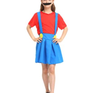 Super Mario Bros Red Two Tone Girls' Halloween Costume Set In 4 Pieces