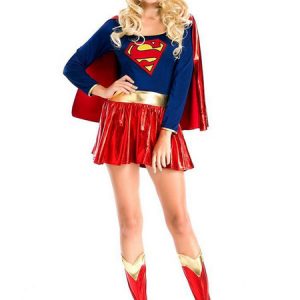 Supergirl Halloween Costumes Red Women Cloak Dress Holidays Costumes