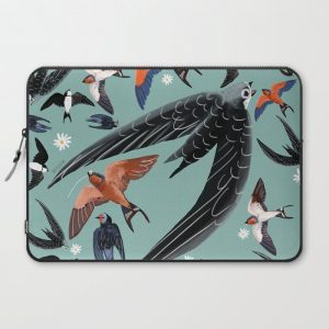 Swallows Martins and Swift pattern Turquoise Computer Cover by Belette Le Pink - Laptop Sleeve - 15"