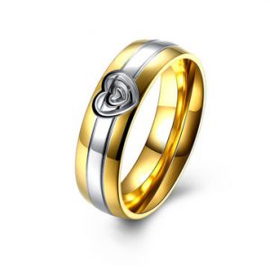 Sweet Couple Ring Heart Stainless Steel Couple Ring Gift