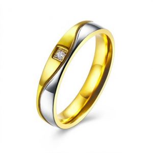 Sweet Couple Ring Zircon Silver Gold Ring for Women Men