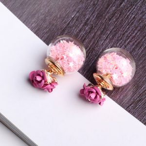 Sweet Elegant Earrings Glass Wishing Ball Star Rose Flower Earrings for Women Gift