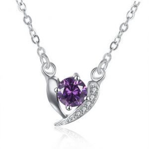 Sweet Elegant Necklace Purple Zircon Heart Necklace