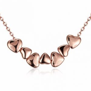 Sweet Necklace Alloy Rose Gold Heart to Heart Necklace for Women