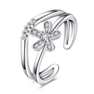 Sweet Zircon Ring Flower Two Layer Zircon Women Ring Gift